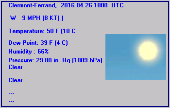 Aeroport CLERMONT-AULNAT LFLC Observations METAR